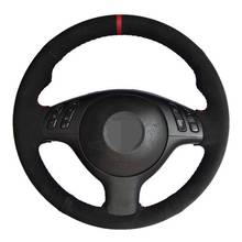 Car Steering Wheel Cover Black Genuine Leather Suede For BMW E46 E39 330i 540i 525i 530i 330Ci M3 2001 2002 2003 2024 - buy cheap