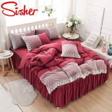 Floral Lace Duvet Cover Set Modern Princess Cute King Size Bedding Sets with Flat Bed Sheet Linen Queen Bedclothes Qulit Covers 2024 - buy cheap
