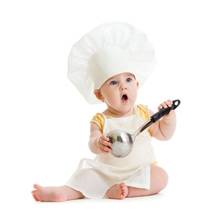 2 Pcs Cute Baby Chef Apron and Hat Infant Kids White Cook Photos Costume Photography Prop Newborn Hat Apron 2024 - buy cheap