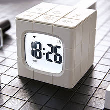 Reloj despertador Digital de cubo moderno para niños, dispositivo con luz LED de 5V, Mini despertador luminoso de escritorio, pantallas duales, hora, fecha, semana, para el hogar 2024 - compra barato