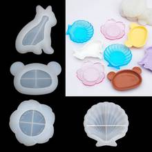 Molde de resina de prato artesanal fofo, ferramentas de fabricação de joias bulldog concha urso flor placa de silicone resina prato de fundição molde 2024 - compre barato