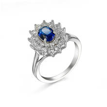 Fashion Blue and Black Crystal Zircon Flower Rings For Women Party Ring Gifts for Valentine's Day Jewelry 2024 - buy cheap