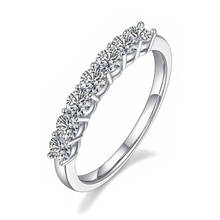 Anel de noivado feminino moissanite 925mm, joia requintada com sete pedra de noivado para presente, prata esterlina 3.0 2024 - compre barato