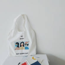 2020 new Canvas Tote bag Mask series Graffiti handbag shopping bag school bags for teenage girls hope everyone is safe 2024 - buy cheap