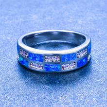 Cute Female Blue White Fire Opal Ring Boho Silver Color Finger Ring Vintage Wedding Engagement Rings For Women 2024 - buy cheap