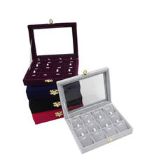 Estojo de veludo para joias, caixa de veludo com 12 grades para armazenar joias, brincos, pingentes, organizador de joias, display de viagem 2024 - compre barato