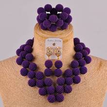 Laanc Latest Purple African Jewelry Set for Women Nigerian Wedding Beads Necklace and Earrings JXZ006 2024 - buy cheap