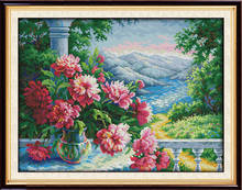 Vase with distant mountains cross stitch kit animal18ct 14ct 11ct count print stitching embroidery DIY handmade needlework plus 2024 - buy cheap