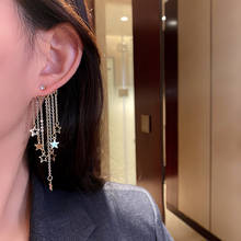 Pendientes largos de estilo coreano para mujer, aretes colgantes de cristal finos, joyería Vintage 2024 - compra barato