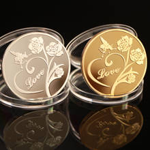 Heart Rose Valentine's Day Silver Gold Coin I Love You Emulation Valentine's Day Coins 2024 - buy cheap