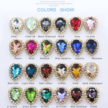 24 colors Teardrop  sewing on Crystal Flatback Rhinestones jewels gold base trim beads jewelry for clothes dress craft decorate 2024 - buy cheap