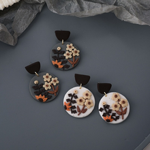 Conjunto de joias artesanais femininas 3d, conjunto delicado com pingente geométrico longo de argila e polímero, elegante, cor de primavera 2021 2024 - compre barato
