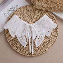 2021 Womens Hollow Out Dragonfly White False Fake Collar Lolita Jacquard Floral Lace Big Shawl Necklace Short Poncho Capelet 2024 - buy cheap