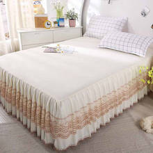 Colchão de cama com renda, saia de cama simples antiderrapante estilo princesa, capa de proteção para colchão duplo e único, lençóis de cor sólida 2024 - compre barato