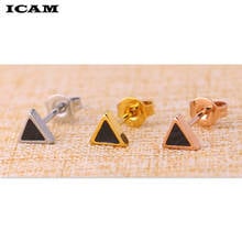 Icam-brincos estilo punk coreano, para homens e mulheres, brincos de haste triangular de aço titânio, joias statement, piercing, orelha 2024 - compre barato