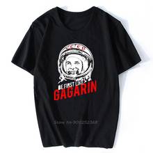 Seja o primeiro como yuri gagarin o primeiro cosmonauta da urss t camisa de manga curta lazer mais tamanho algodão engraçado t-shirts 2024 - compre barato