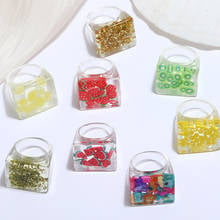 2020 New Arrival Square Transparent Fruit Bubble Resin Rings Niche Design Cute Acrylic Ring 2024 - buy cheap