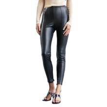 2020 primavera outono calças femininas cintura alta preto cáqui calças de couro falso femininas cintura elástica slim skinny pu calças leggings 2024 - compre barato