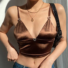 Sexy V Neck Satin Tops Women Slim Camis Vintage Y2K Crop Top 90s Shirts Harajuku Gobincore Aesthetic Grunge Fairy Vest Clubwear 2024 - buy cheap