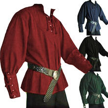 Men Medieval Renaissance Grooms Pirate Reenactment Larp Costume Lacing Up Shirt Bandage Top Middle Age Clothing For Adult 2024 - buy cheap