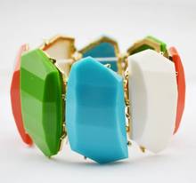 Korean Colorful Acrylic Bead Elastic Bracelets Bangle Pulseras Wide Natural Stone Women Charm Bracelet Arm Bohemia Beach Jewelry 2024 - buy cheap