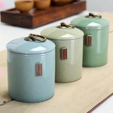 3 cores caixa de chá cerâmica jar longo jing chá armazenamento hermético potes café organizador tanques de armazenamento cozinha recipiente de alimentos com tampa 2024 - compre barato