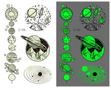 Tatuagem luminosa lua estrela planeta montanha foguete à prova dwaterproof água flash temporário tatoo falso tatto para crianças 2024 - compre barato