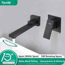 Denfe-torneira de pia com misturador de água, preto, fosco, cobre refinado, montagem na parede, banheiro, hotel, preto 2024 - compre barato