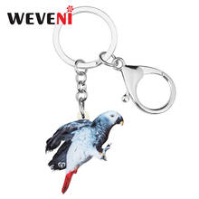 WEVENI Acrylic African Grey Parrot Bird Keychains Lovely Animal Bird Key Ring Jewelry For Women Kids Men Gift Charms Accessories 2024 - buy cheap