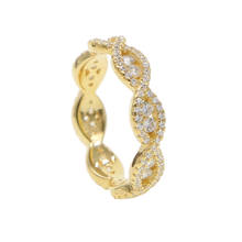 Espere Milgrain & Round Zirconia cúbica eternidad anillo apilable infinito boda banda color dorado tamaño 6 7 8 9 2024 - compra barato