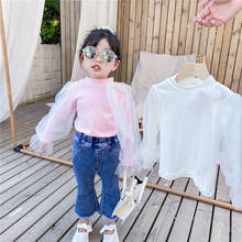 Gooporson-Camisa de manga larga para niñas pequeñas, moda coreana, pajarita de encaje, Tops para niños, disfraz de primavera y otoño 2024 - compra barato