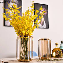 Креативные вазы из сплава, оранжевая ваза, абстрактная Геометрическая сушеная ваза для цветов, настольные украшения, аксессуары для украшения дома 2024 - купить недорого