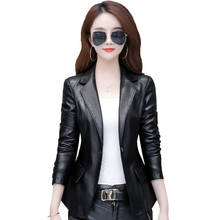 Spring Autumn Leather Jacket Outerwear Woman Short Korean Slim Thin Leather Jackets Female Fashion Suit Coat Women Top 2024 - buy cheap