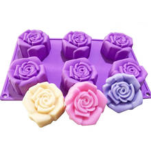 Molde de silicona con forma de rosa y flores para decoración de pasteles, herramientas 3D de Fondant con 6 cavidades para decoración de pasteles, Chocolate y jabón 2024 - compra barato