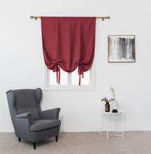 GY3003 Roman Curtain 1PC  Window Living Room Bedroom Solid Blackout Washable Tie Up Polyester 2024 - buy cheap