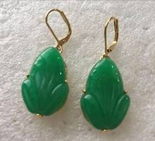 Free Shipping  New design green Quartzite jade frog earrings fashion jewelry 2024 - buy cheap