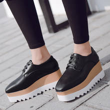 Square Toe Platforms Leather Shoes for Girls Women Wedge Sneakers Spring/Autumn Platform Casual Shoes Women Fashion Trend 2024 - buy cheap