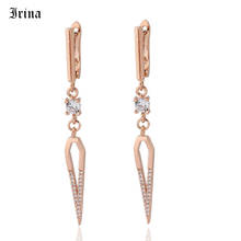 Popular Korean Jewelry Samples Fashionable Long 585 Rose Gold Color Pointed Drop earrings with AAA Cubic zirconia Copper Earring 2024 - buy cheap