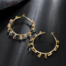 Pipitree Square Cut Charm Cubic Zirconia Earrings Big Round Hoop Statement Earrings for Women Party Wedding Fashion Jewelry 2024 - buy cheap