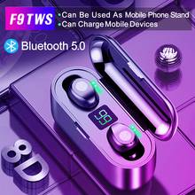 F9 TWS отпечатков пальцев сенсорные Bluetooth наушники, HD стерео беспроводные наушники, шумоподавление игровая гарнитура с дисплеем питания 2024 - купить недорого