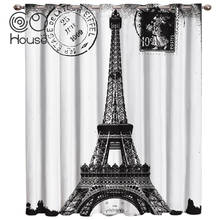 COCOHouse Black And White Paris Window Treatments Curtains Valance Room Curtains Large Window Living Room Kitchen 2024 - compre barato