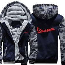 Vespa Hoodies Winter Camouflage Sleeve Jacket Men Fleece Vespa Scooter Sweatshirts warm coat drop shipping 2024 - buy cheap