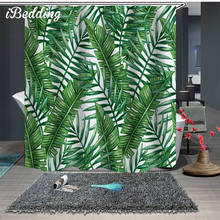 Folhas verdes cortina de chuveiro 3d impresso banheiro poliéster cortinas de chuveiro à prova dwaterproof água com ganchos cortina de banho para decoraction 2024 - compre barato