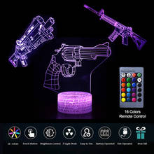 Настольная лампа с 3D иллюзией, ночные огни, винтовка, револьвер, украшение для комнаты, для детей, рождественские подарки, модель оружия 2024 - купить недорого