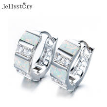 Jellystory hot selling 925 sterlling silver earrings white blue opal gemstone stud  earrings for women wedding pretty gifts 2021 2024 - buy cheap