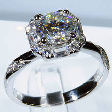 Anel de moissanite branca au750 18k, diamantes 1 2 3 4 5 quilates, redondo, quadrado, festa de casamento, anel de aniversário e noivado 2024 - compre barato