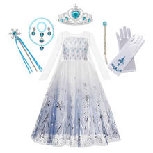 Vestido infantil de princesa, fantasia de rainha da neve para crianças, vestido infantil de manga longa, vestido de baile de tule, elza congelada 2 2024 - compre barato