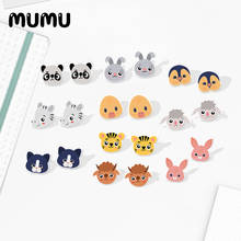 2020 New Cute Animals Stud Earring Panda Rabbit Tiger Acrylic Earring Silver-color Handmade Earrings Epoxy Jewelry Girl 2024 - buy cheap