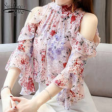 Женская винтажная блузка с рукавом-бабочкой, круглым вырезом и принтом, большие размеры, лето 2020 2024 - купить недорого