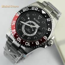 Bliger mens top mechanical watches 43mm Luminous hands black dial Sapphire glass Ceramic Bezel GMT Date automatic men watch 2024 - buy cheap